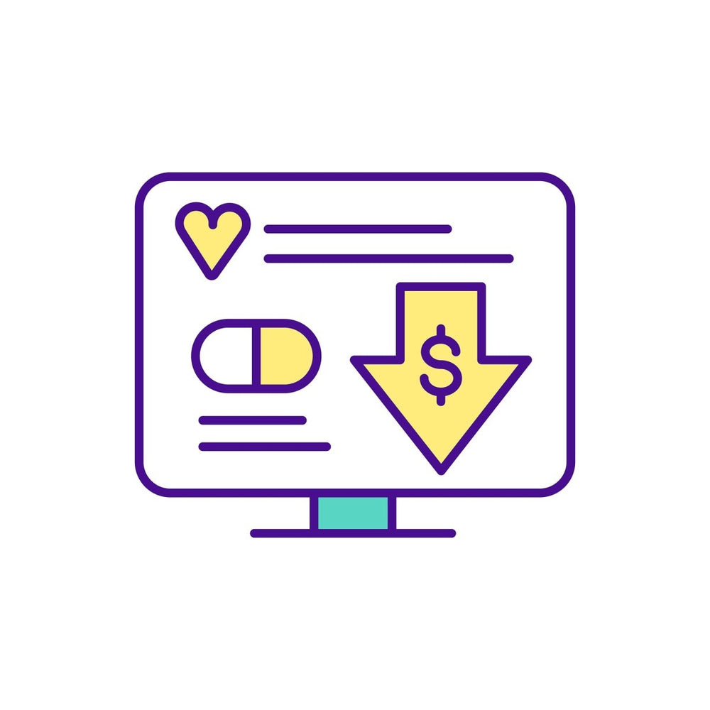 Buying medicine online RGB color icons set