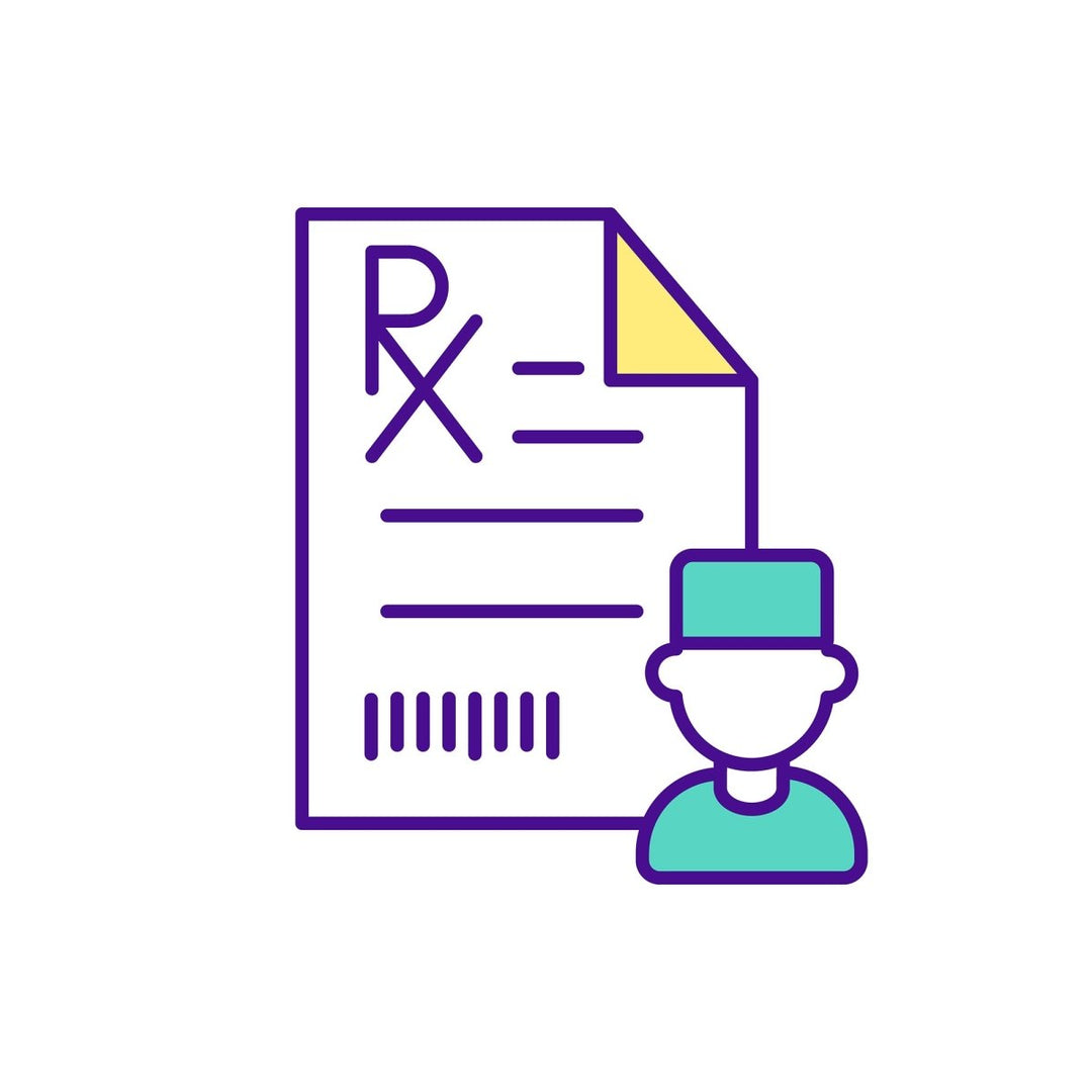 Buying medicine online RGB color icons set