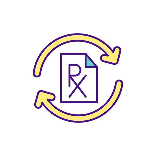 Buying medicine online RGB color icons set