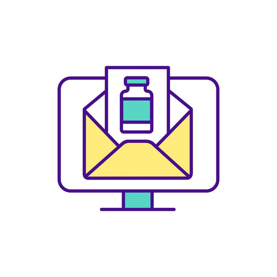 Buying medicine online RGB color icons set