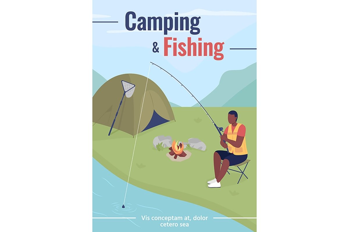 Camping and fishing poster flat vector templates set