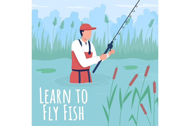 Camping and fishing social media post mockup