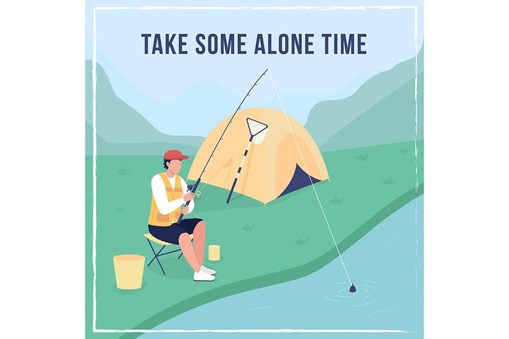 Camping and fishing social media post mockup