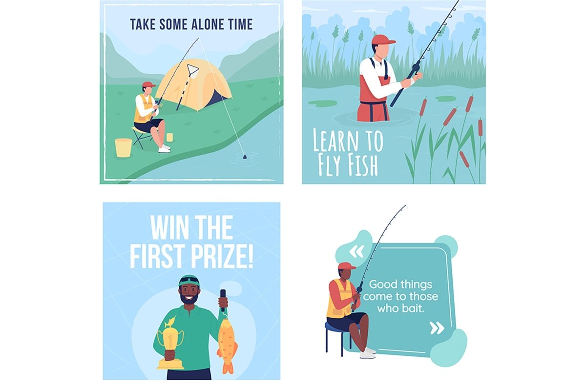 Camping and fishing social media post mockup