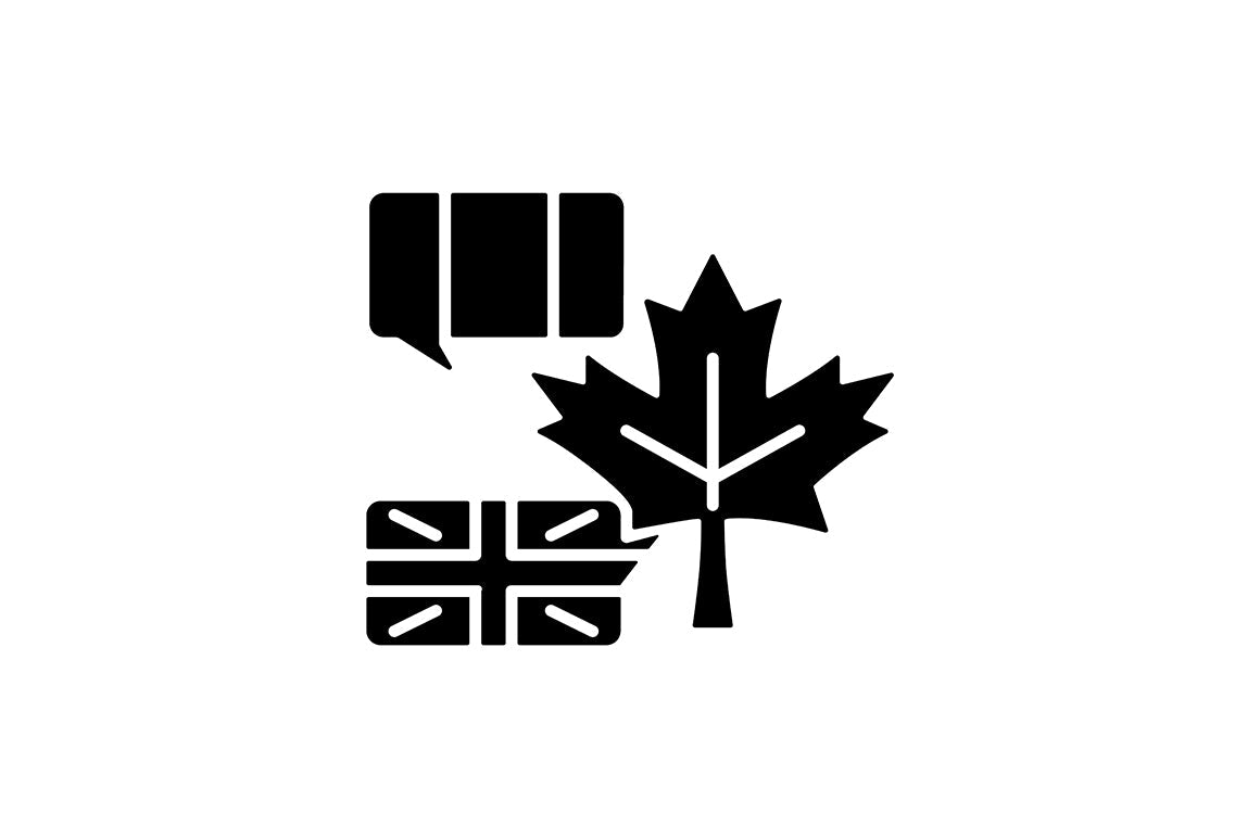 Canadian symbols black glyph icons set on white space