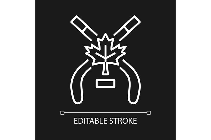 Canadian symbols linear icons set for dark and light modes set