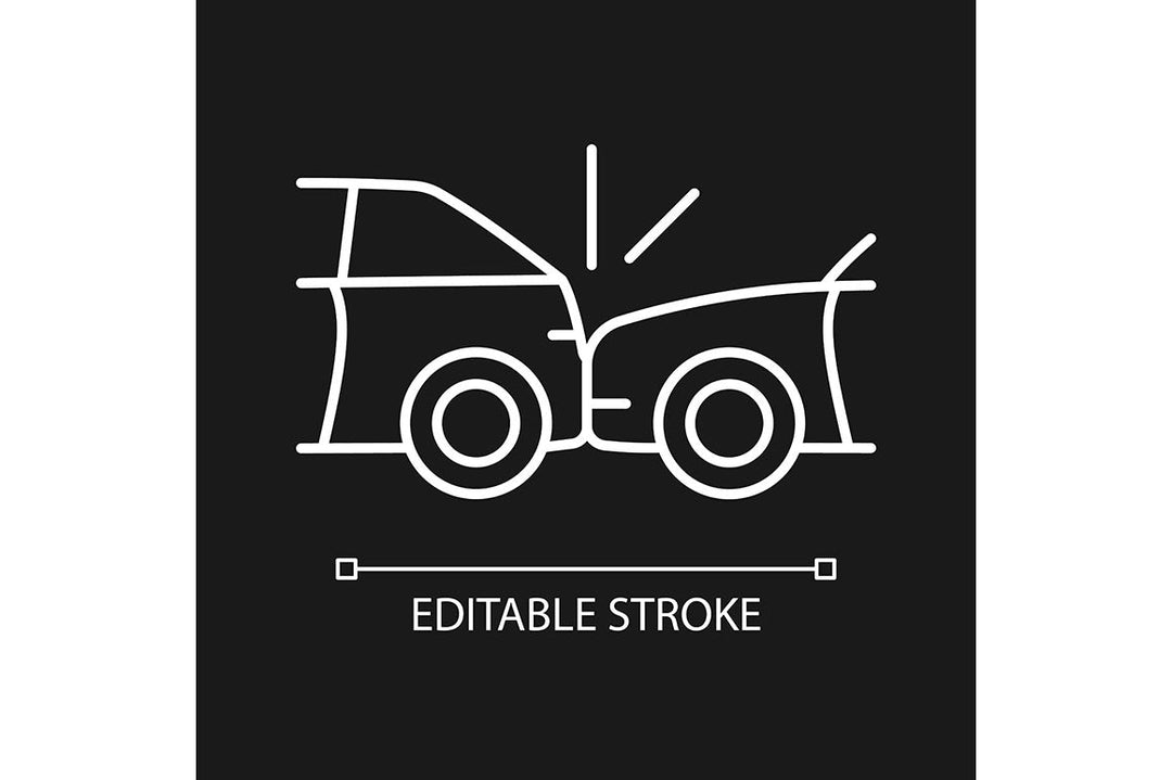 Car accident types linear icons set for dark and light mode