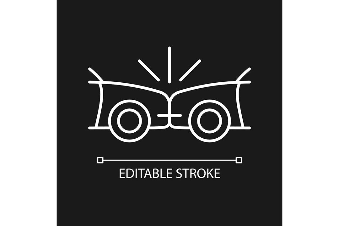 Car accident types linear icons set for dark and light mode