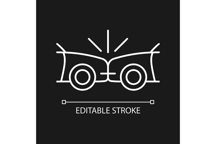 Car accident types linear icons set for dark and light mode