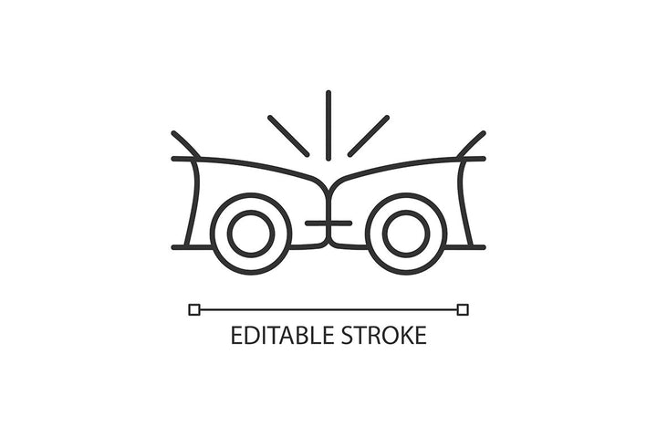 Car accident types linear icons set for dark and light mode