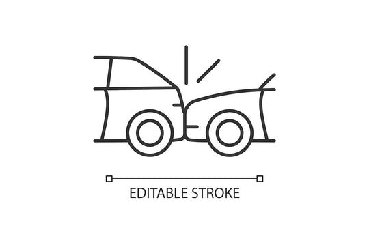 Car accident types linear icons set for dark and light mode