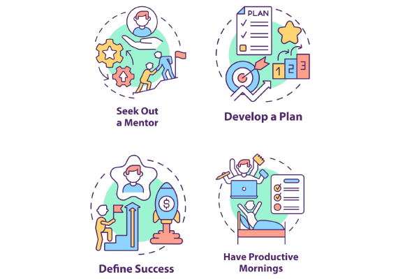 Career advancement concept icons bundle