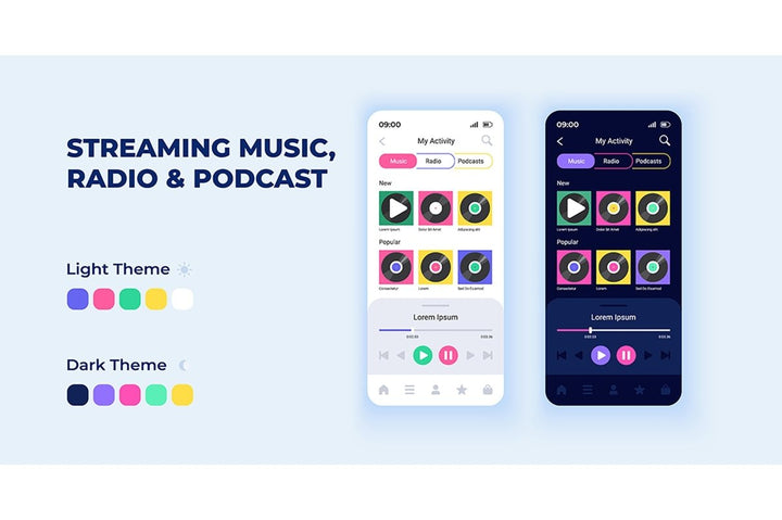 Cartoon smartphone interface templates set