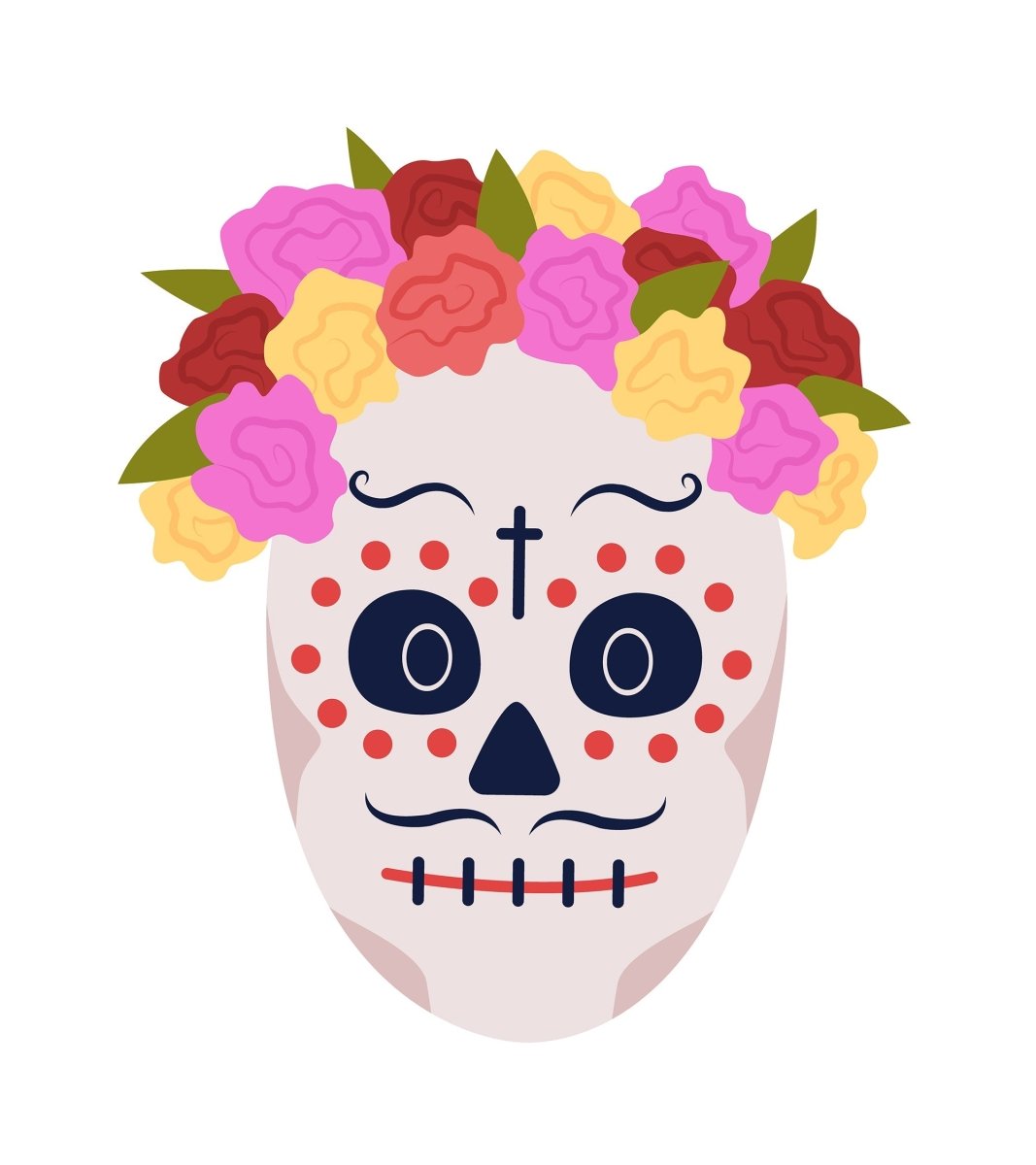 Catrina calavera makeup semi flat color vector character face