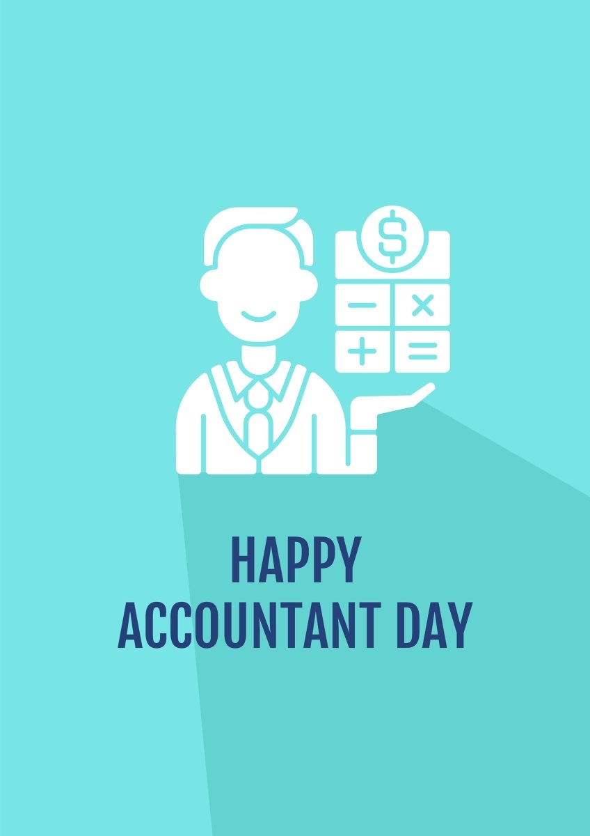 Celebrate accounting day greeting cards with glyph icon element set