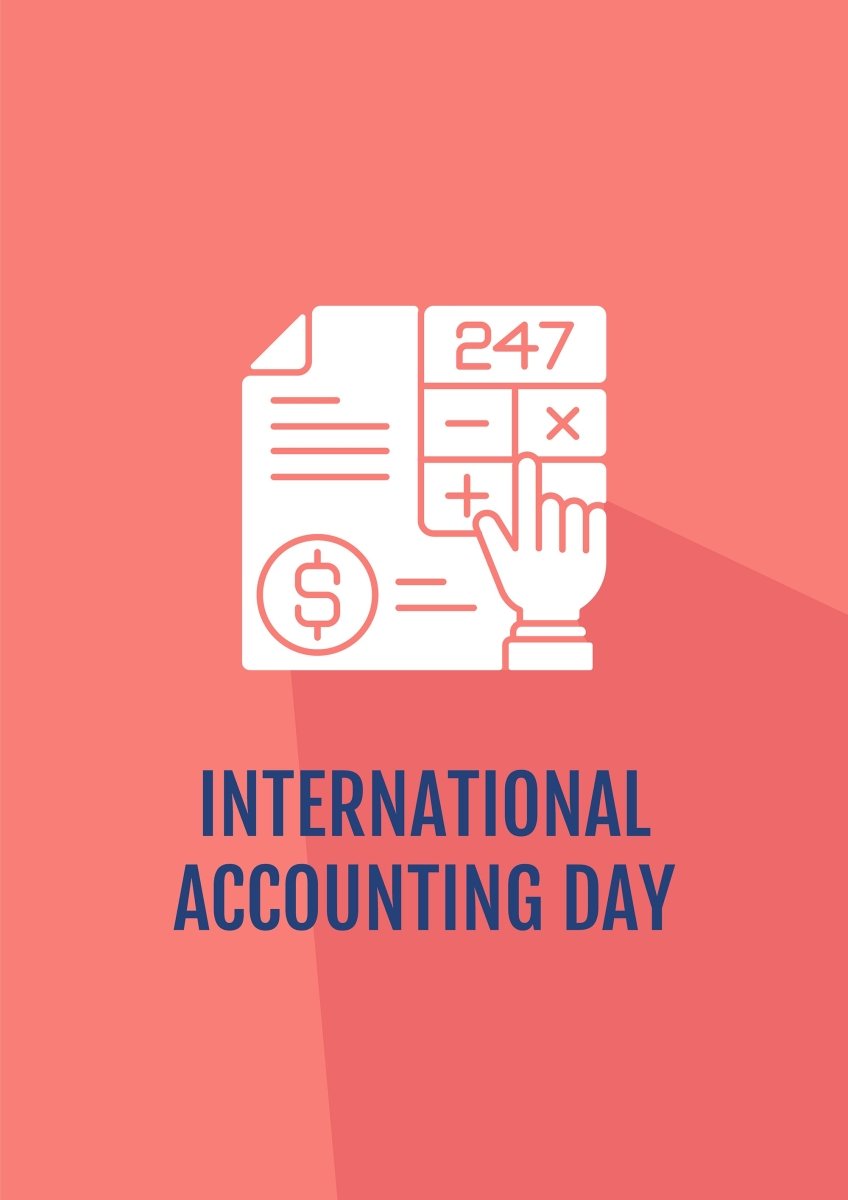 Celebrate accounting day greeting cards with glyph icon element set