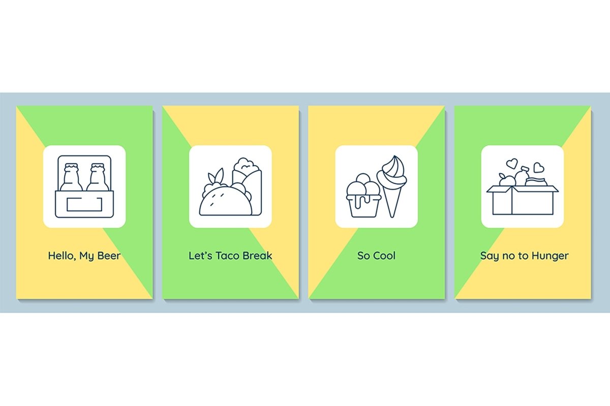 Celebrate food day worldwide postcards with linear glyph icon set