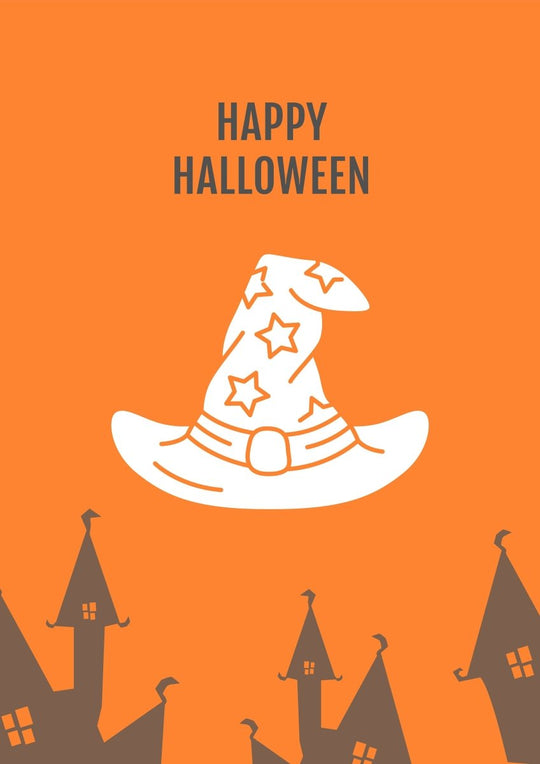 Celebrate Halloween night greeting cards with glyph icon element set