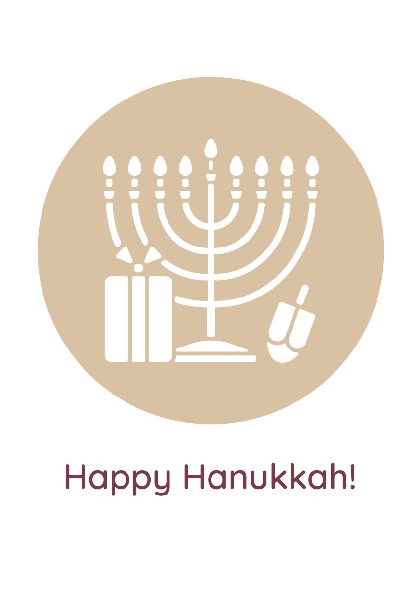 Celebrate Hanukkah event greeting cards with glyph icon element set