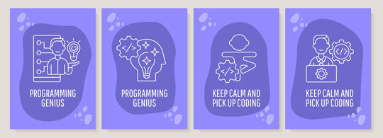 Celebrate happy programmer day postcard with linear glyph icon set