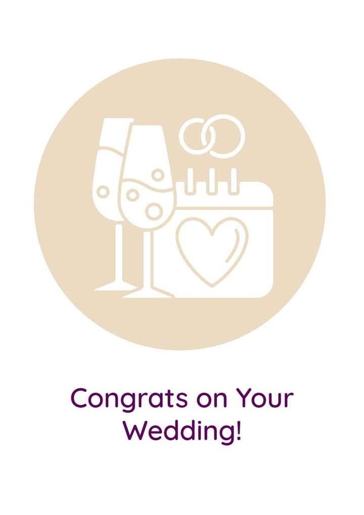 Celebrate marriage day greeting cards with glyph icon element set