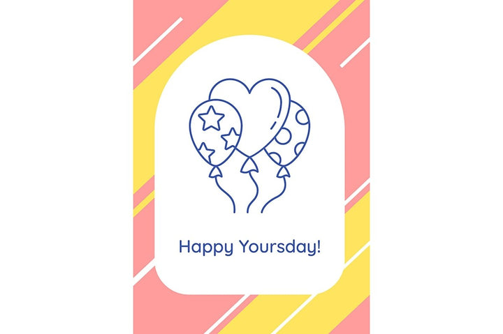 Celebrating birthday party postcards with linear glyph icon set