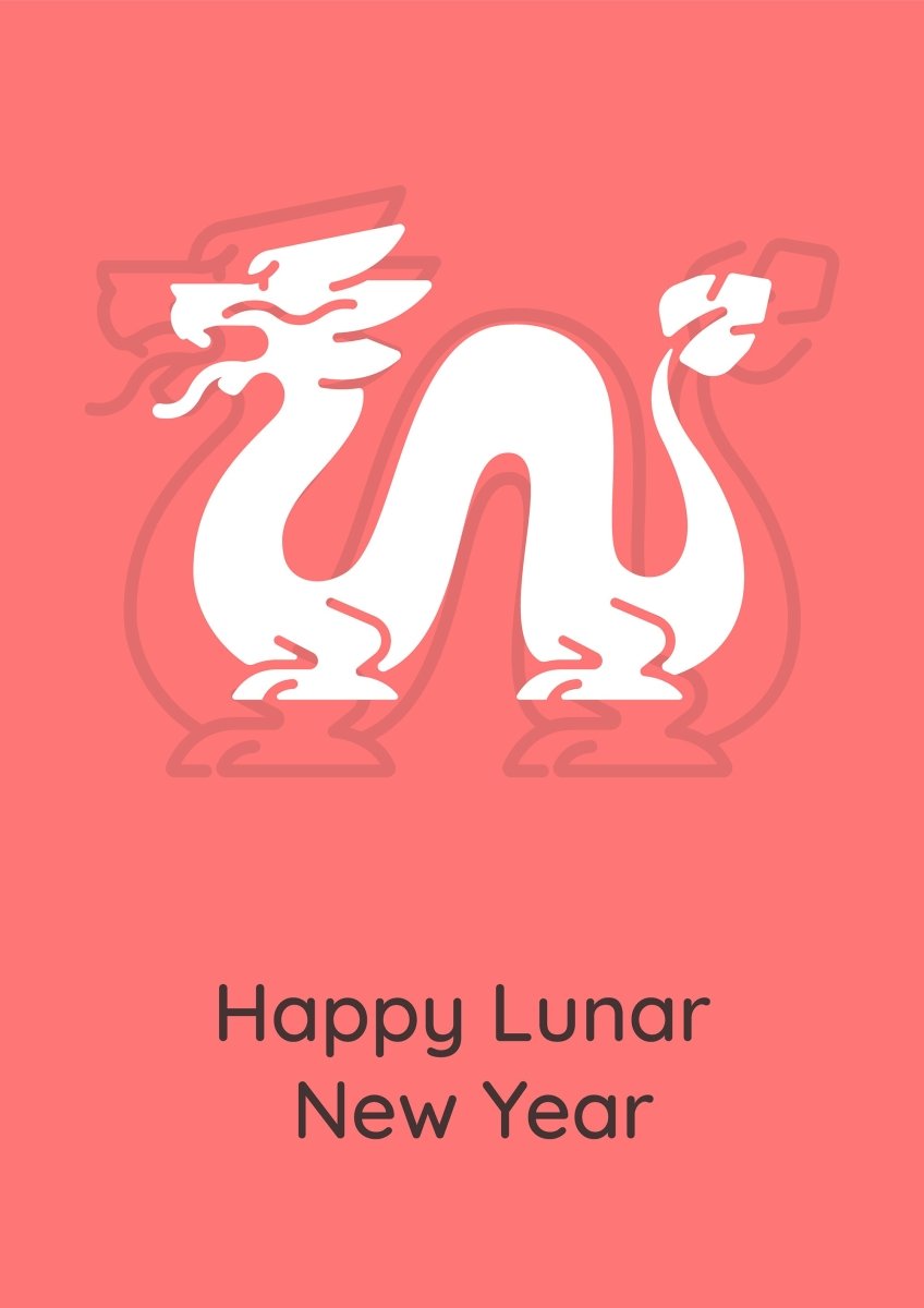 Celebrating chinese new year greeting cards with glyph icon element set