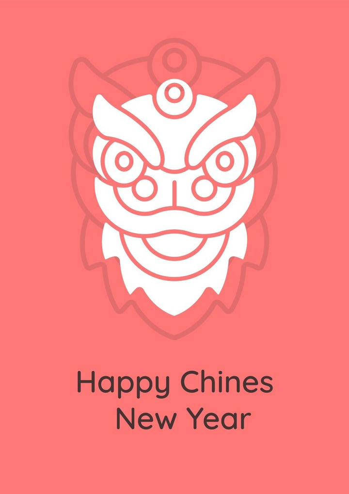 Celebrating chinese new year greeting cards with glyph icon element set