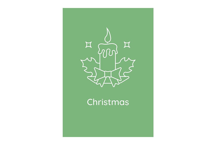 Celebrating Christmas traditions postcards with linear glyph icon set