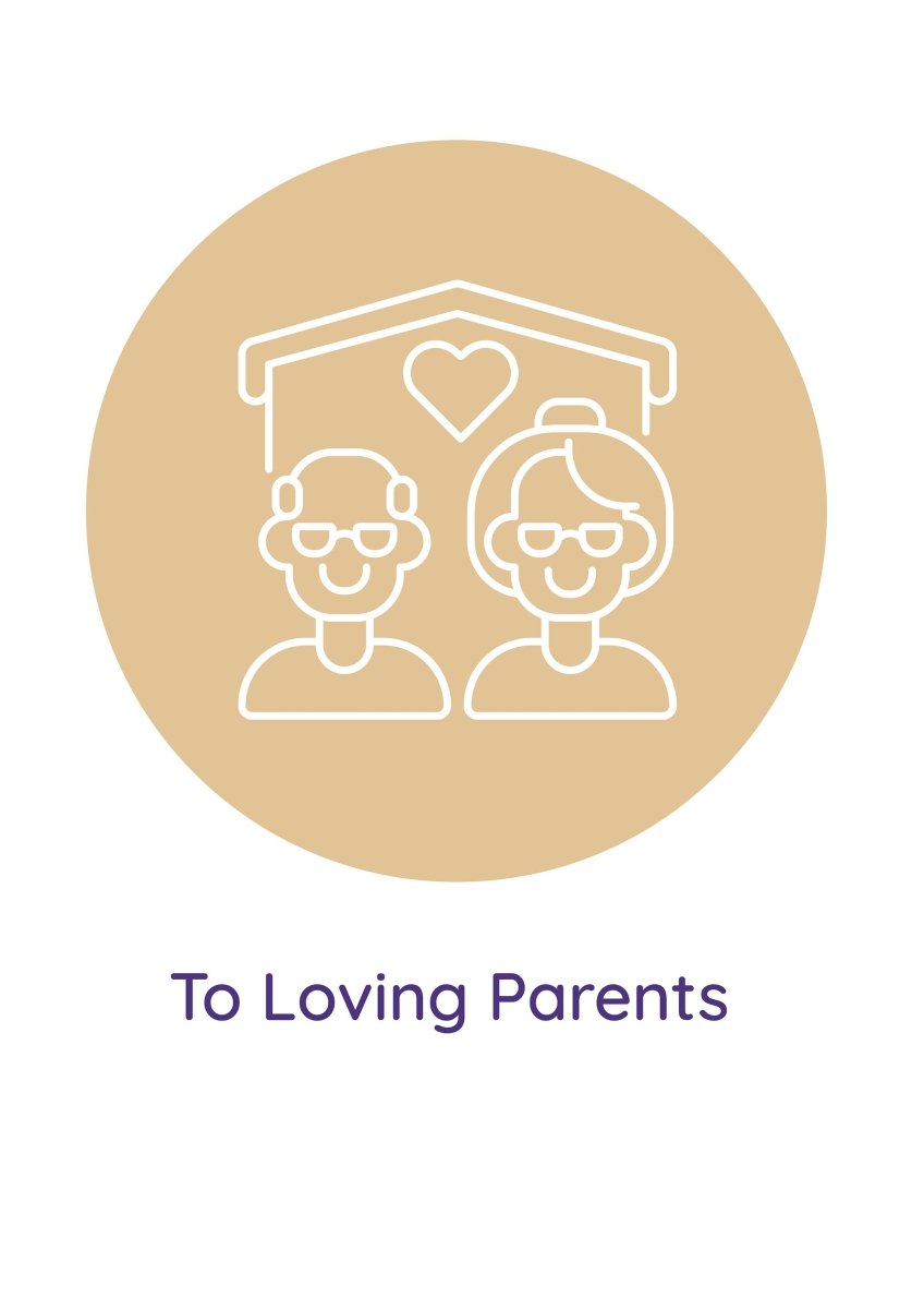 Celebrating parents day with family postcards with linear glyph icon set