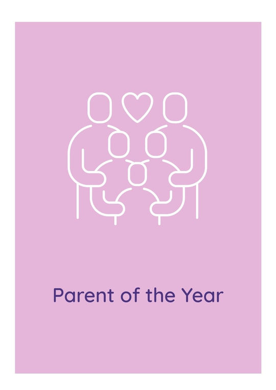 Celebrating parents day with family postcards with linear glyph icon set