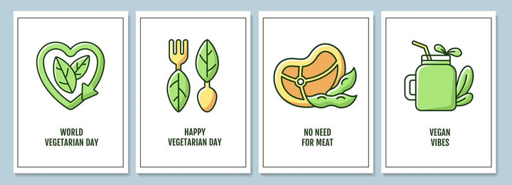 Celebrating vegetarian awareness month greeting cards set