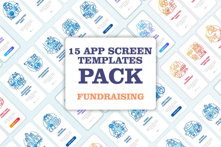 Charitable investments onboarding mobile app page set