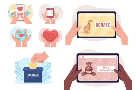 Charity 2D vector isolated illustration set