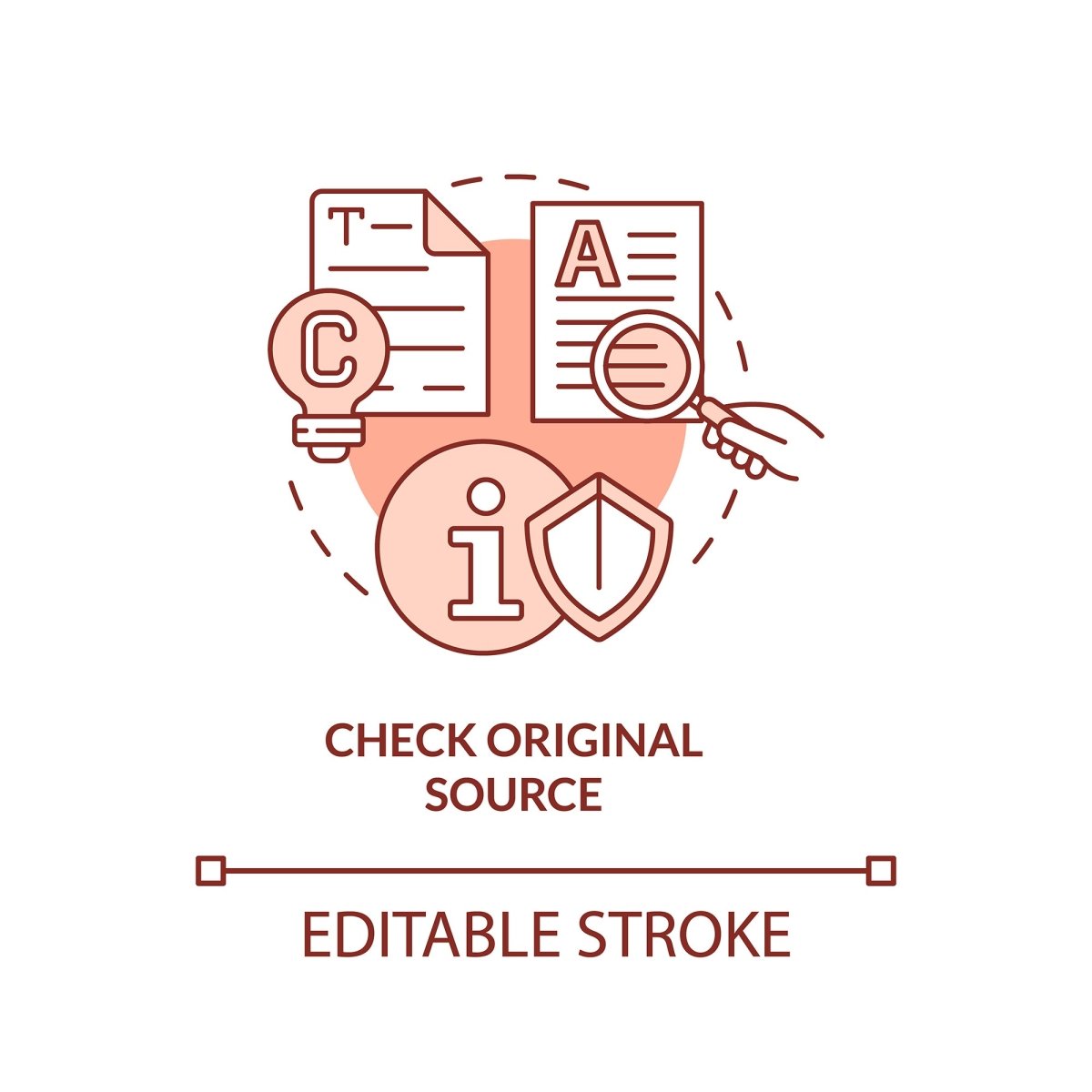 Check original source red concept icon