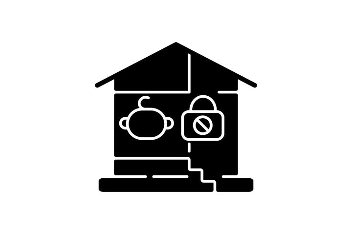Child safety black glyph icons set