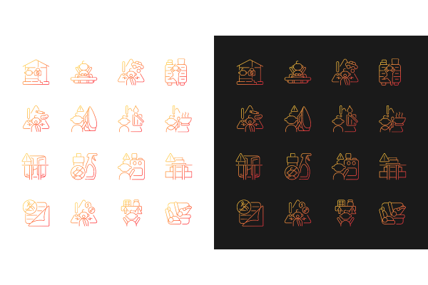 Child safety gradient icons set