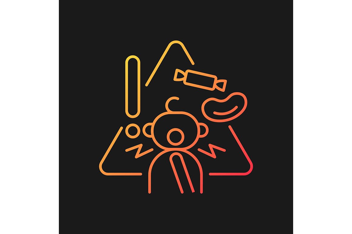 Child safety gradient icons set