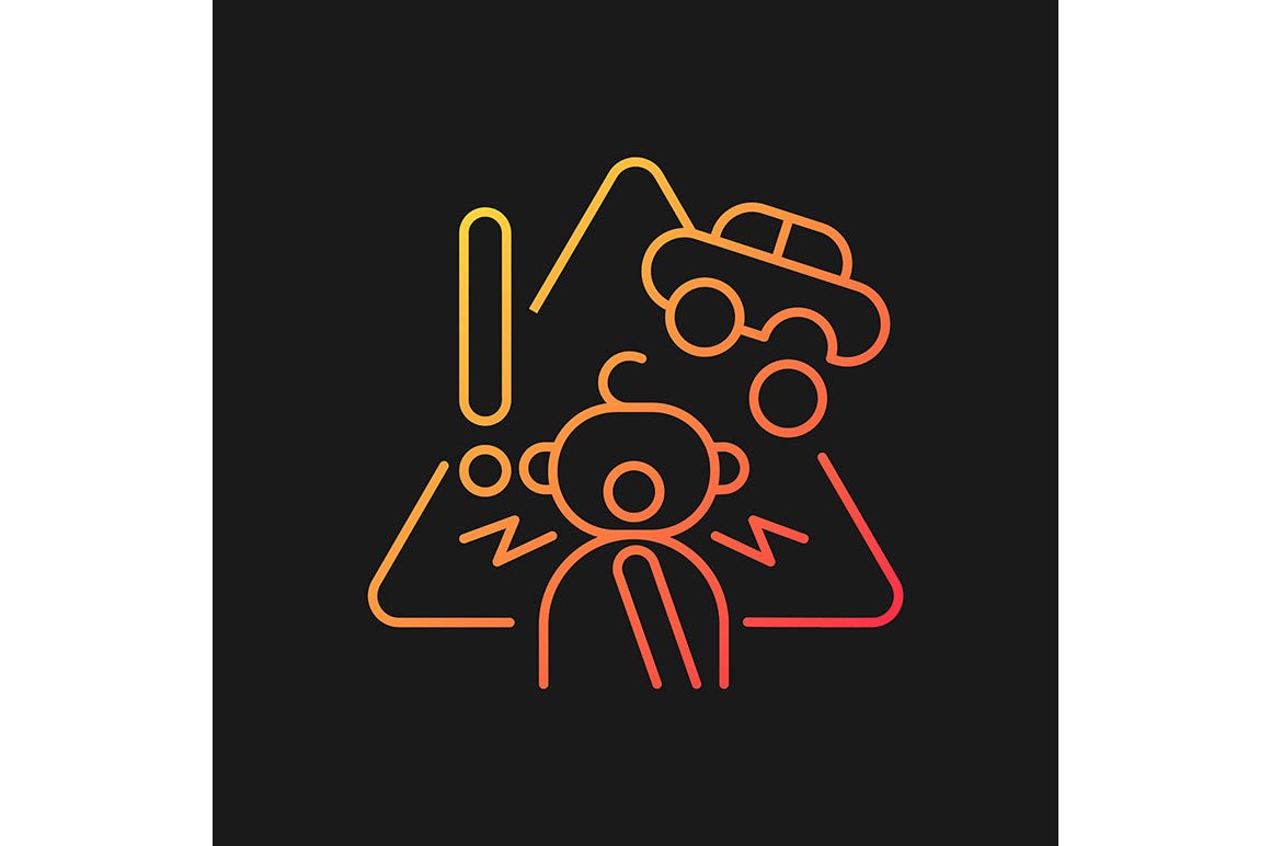 Child safety gradient icons set