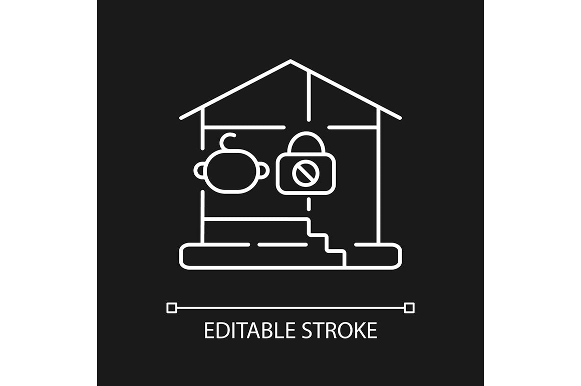 Child safety linear icons set for dark and light mode