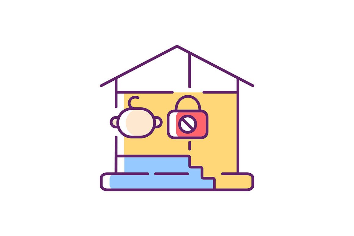 Child safety RGB color icons set