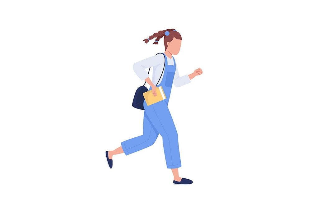 Children evacuating from building semi flat color vector characters set