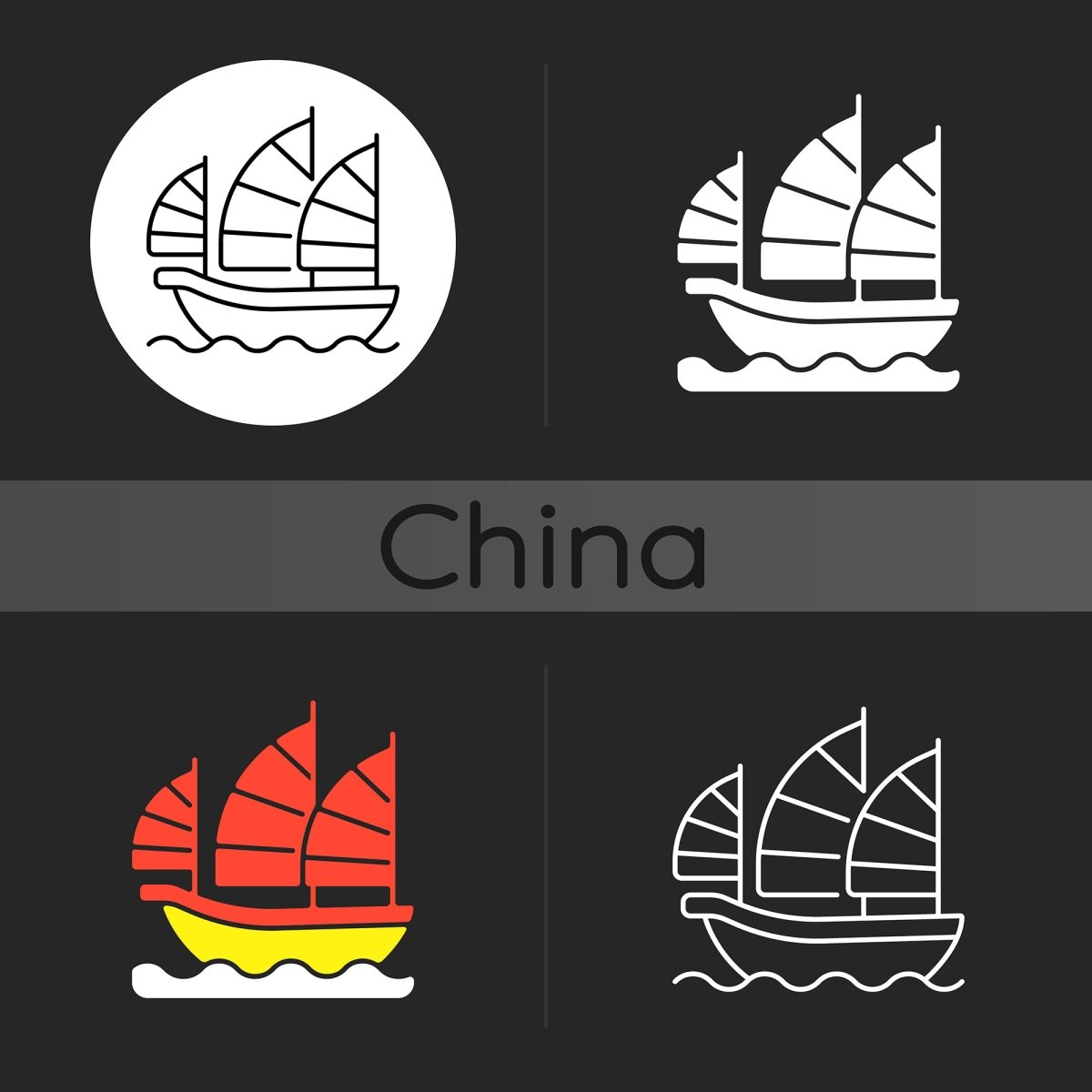 Chinese & Japanese dark theme icons bundle