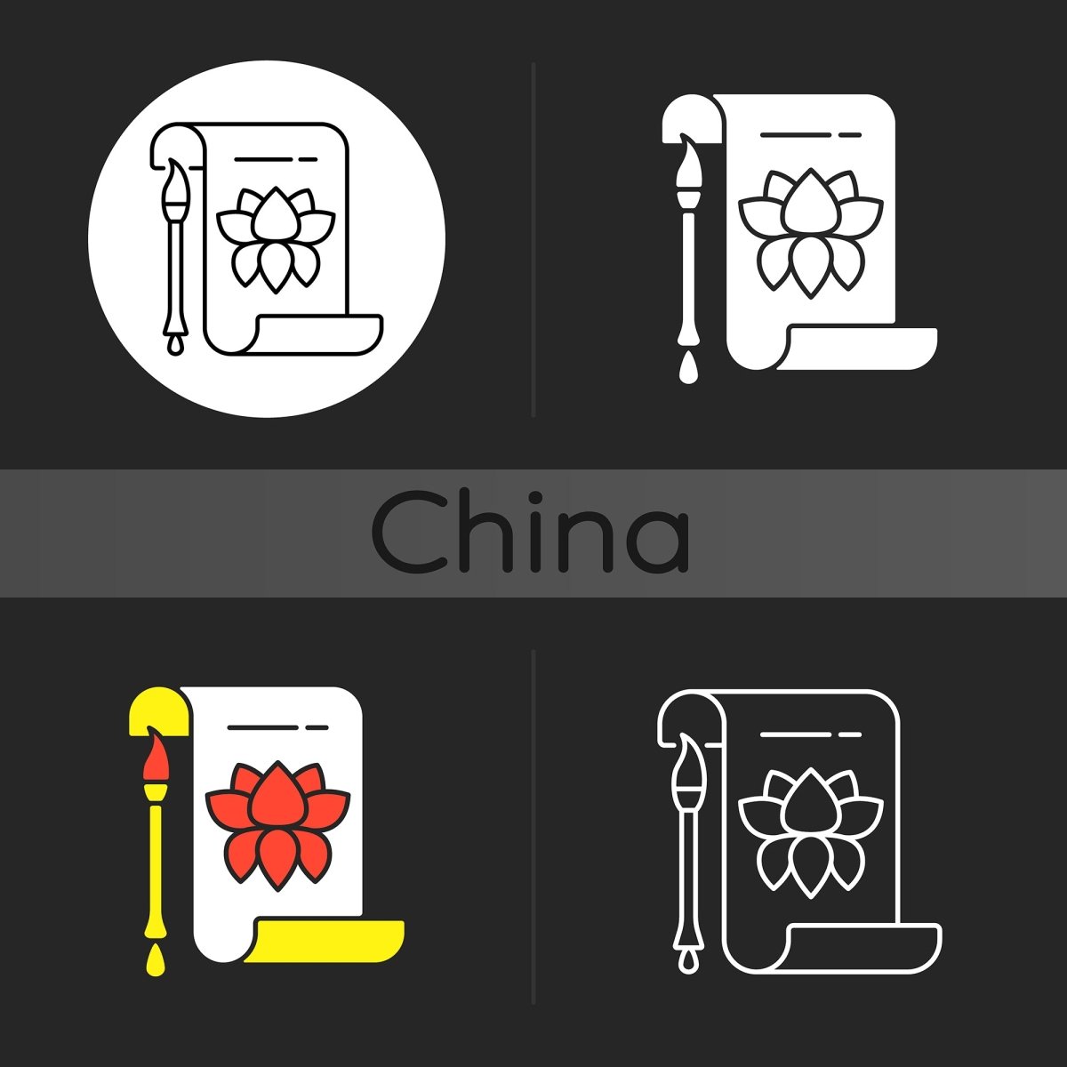 Chinese & Japanese dark theme icons bundle