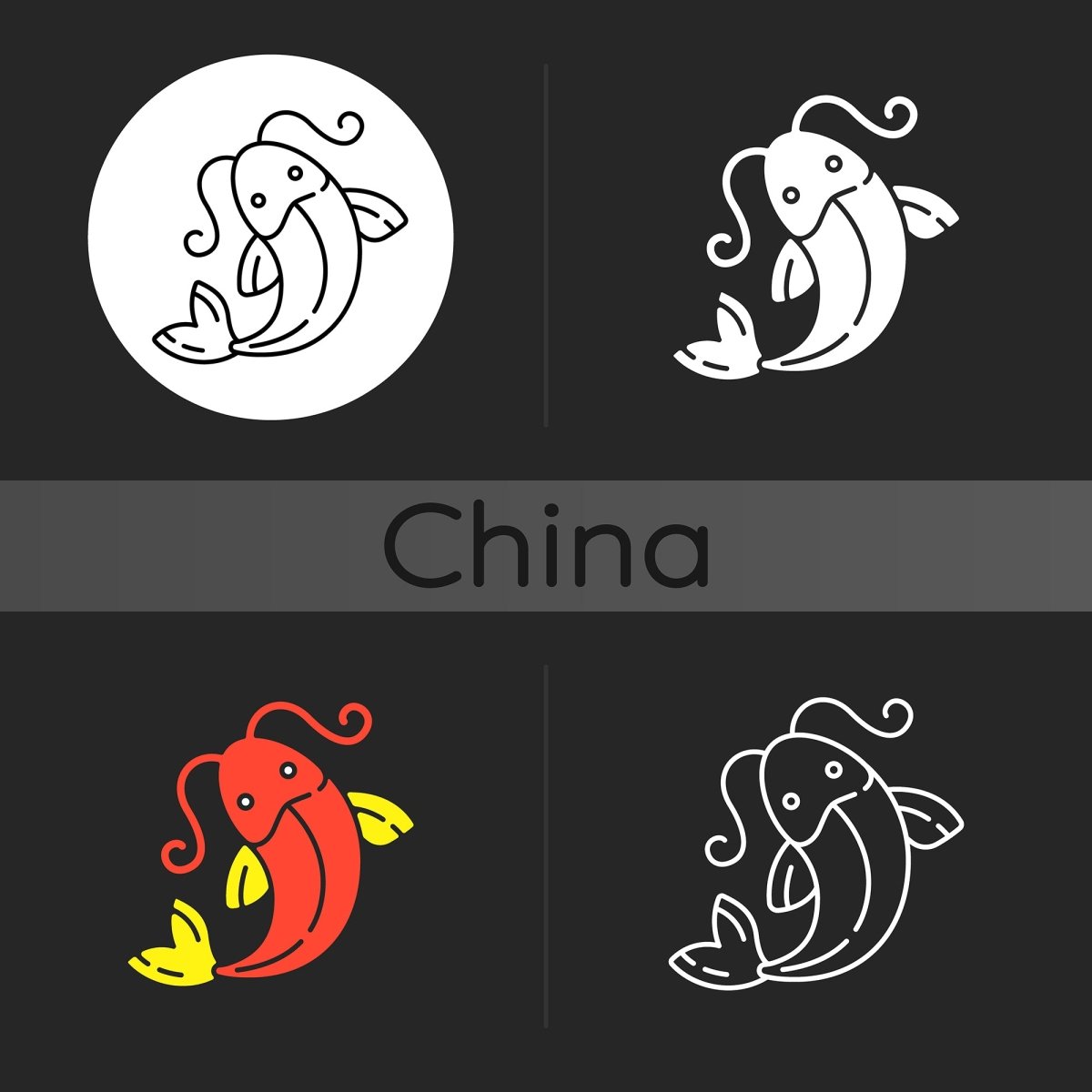 Chinese & Japanese dark theme icons bundle