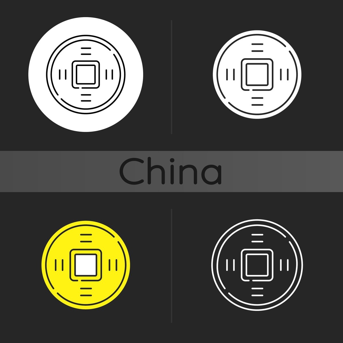 Chinese & Japanese dark theme icons bundle