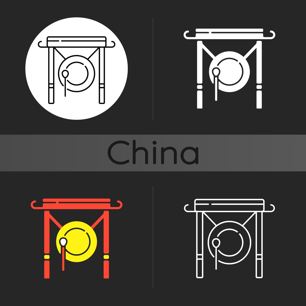 Chinese & Japanese dark theme icons bundle