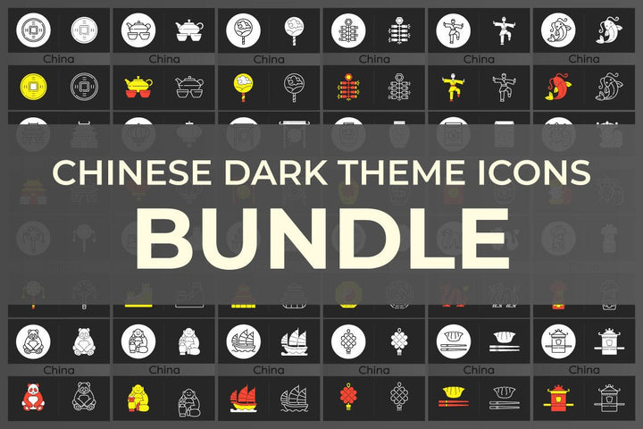Chinese & Japanese dark theme icons bundle