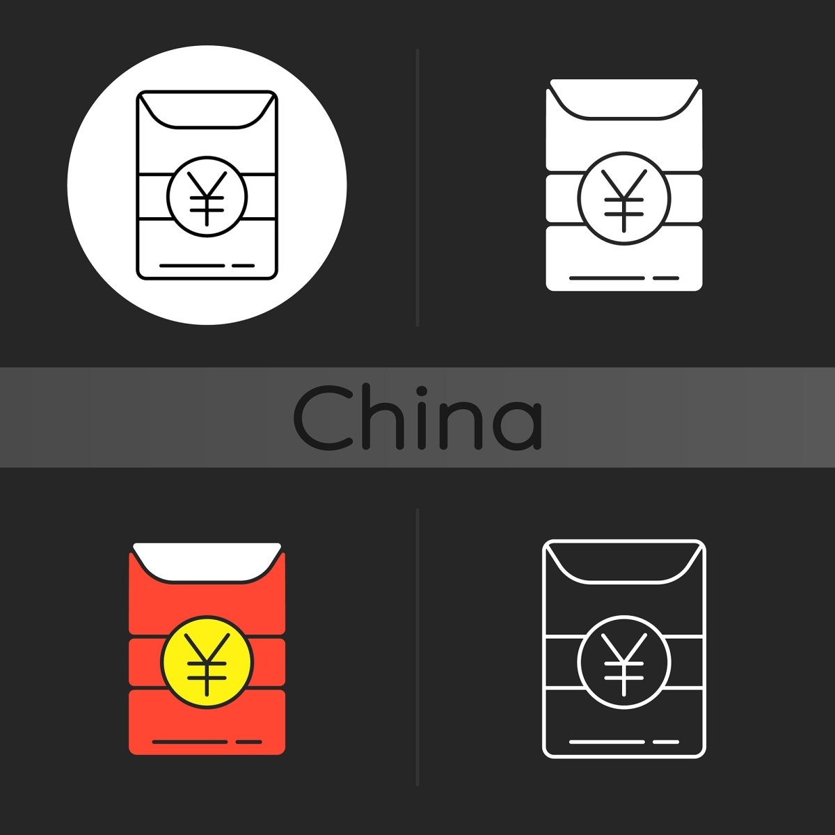 Chinese & Japanese dark theme icons bundle