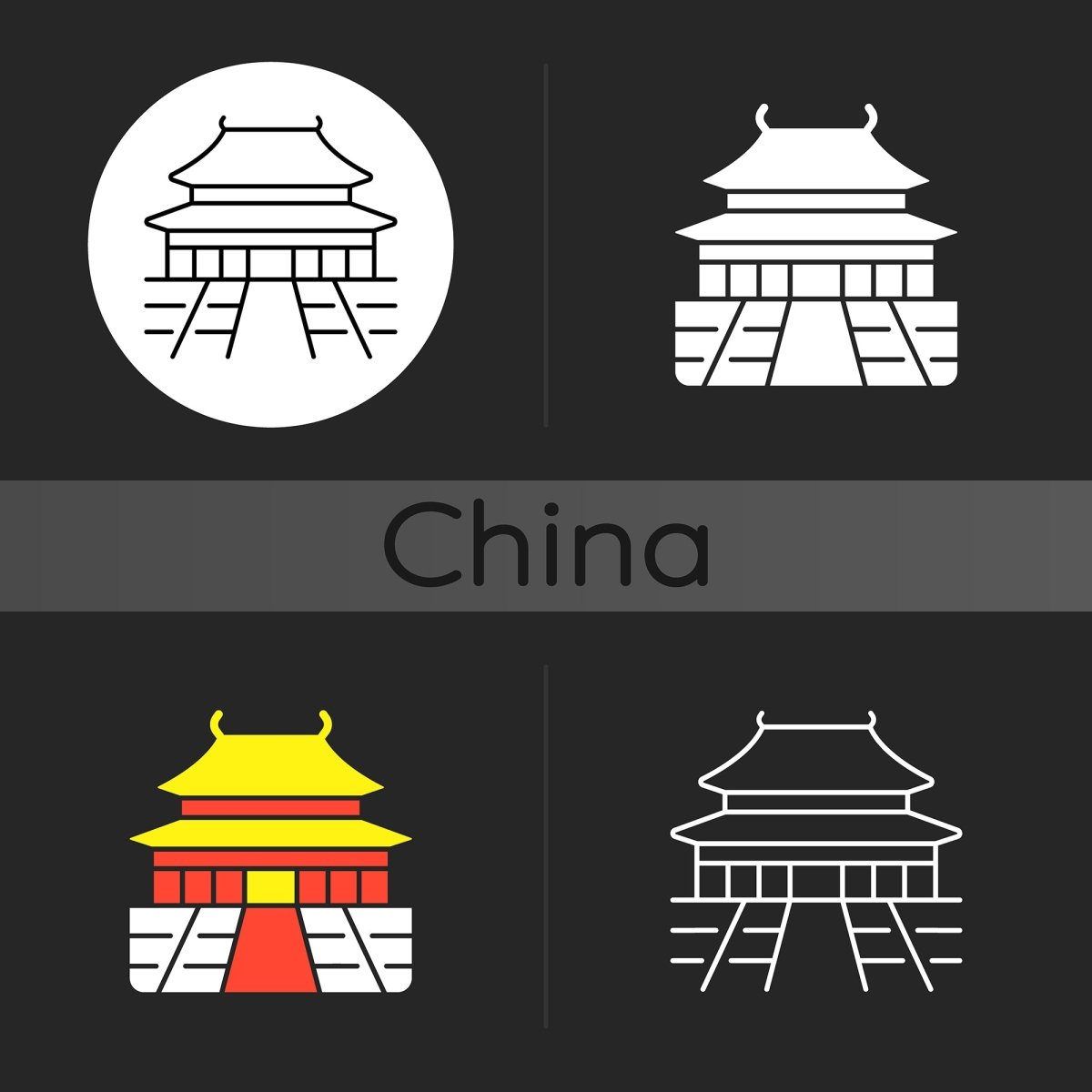 Chinese & Japanese dark theme icons bundle